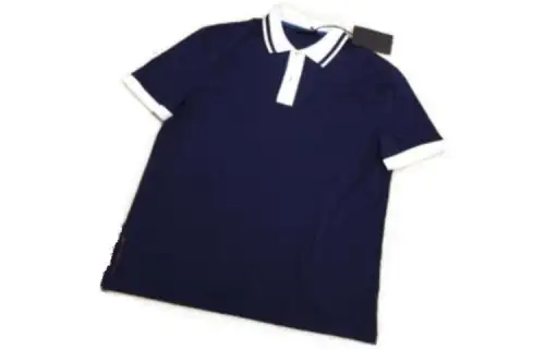 PRADA Polo Shirts Men's Blue Polo Collar Moderate Straight Fit