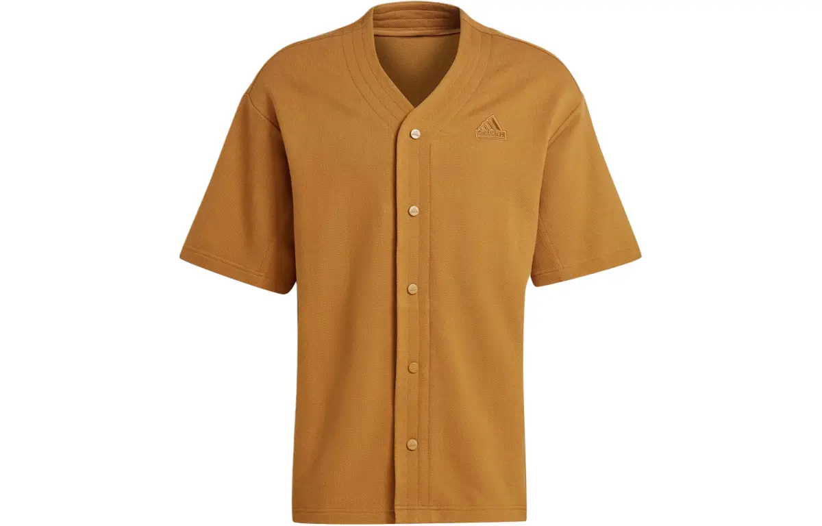 Adidas LOUNGE PIQUÉ TERRY BASEBALL SHIRT Men's Ginger Yellow
