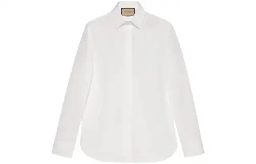 pointed-collar cotton shirt
