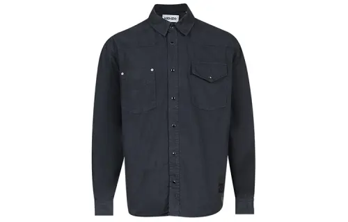 KENZO Shirts Men's Black Lapel Moderate