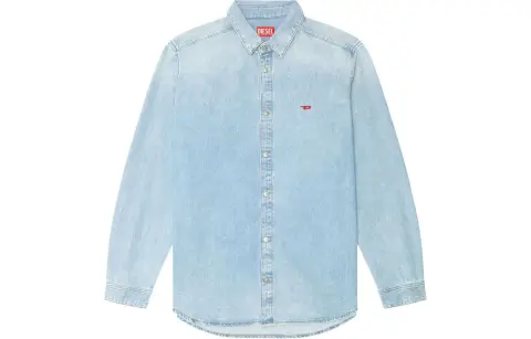 DIESEL Logo Embroidered Long Sleeved Denim Shirt