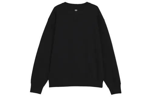 UNIQLO Sweatshirts Unisex Black Crew Neck Moderate Other