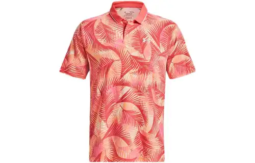 Under Armour Polo Shirts Men's Pink Polo Collar Moderate Straight Fit