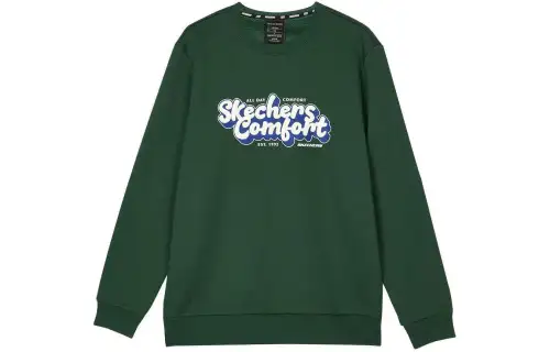 Skechers Print Fleece Lined Thermal Knitted Fabric Pullover American Sweatshirt Unisex Pine Green