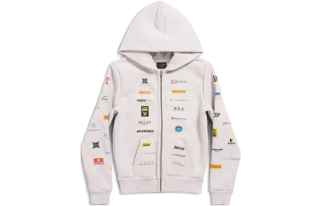 Balenciaga Business English Zip-Up Hoodie