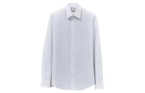 HERMES Shirts Men's White Pointed Collar Moderate
