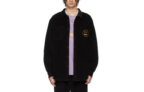 Drew house Smiley Collection Shirts Men's Black Pointed Collar Moderate Other