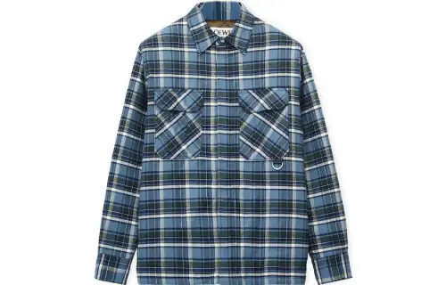 LOEWE Shirts Men's Blue Pointed Collar Moderate Other