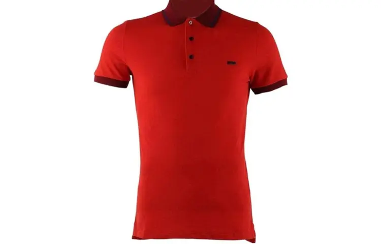 Burberry Polo Shirts Men's Red Polo Collar Moderate Straight Fit