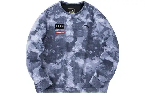 ANTA Variety Training Collection Sweatshirts Men's Snowflake White/All Over Print Crew Neck Thickened Regular
