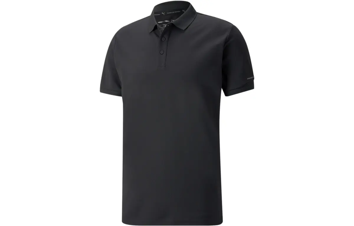PUMA Polo Shirts Men's Black Polo Collar Moderate Straight Fit