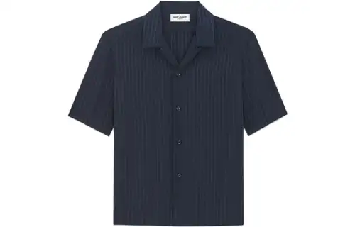SAINT LAURENT Shirts Men's Midnight Blue Lapel Moderate Other