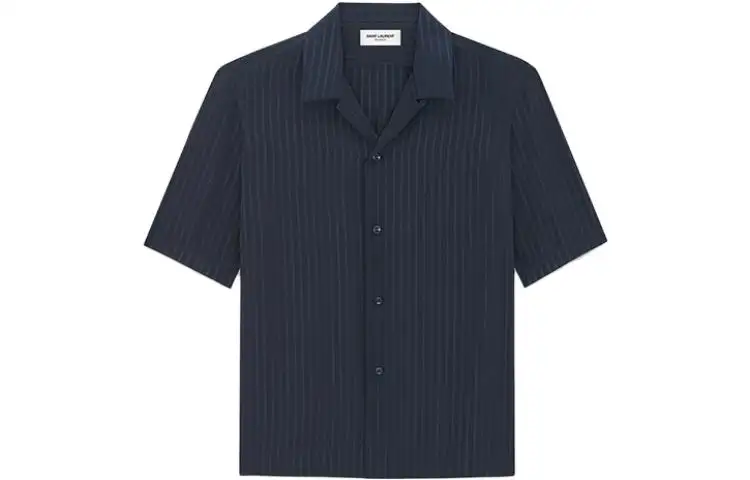 SAINT LAURENT Shirts Men's Midnight Blue Lapel Moderate Other