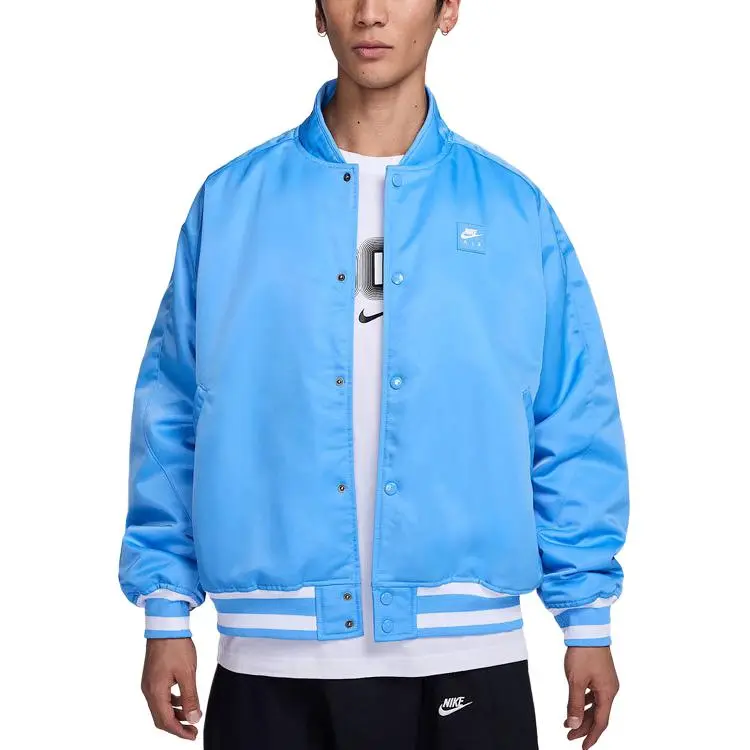 Nike Puffer Jackets Men's Blue Stand Collar Moderate