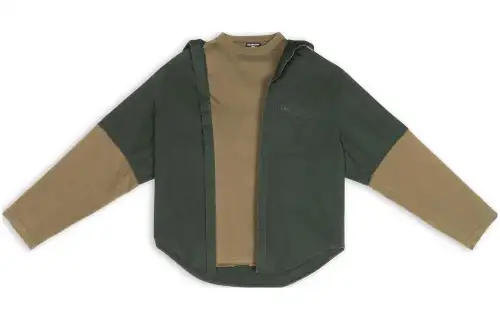 Balenciaga Shirts Men's Green Crew Neck Moderate Mock Two Piece