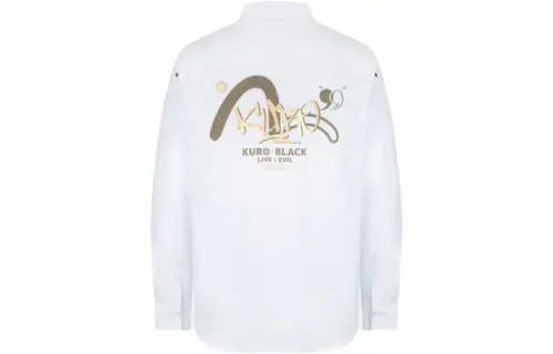 EVISU Shirts Men's White Lapel Moderate Shirt
