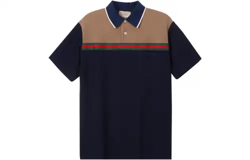 GUCCI Polo Shirts Men's Blue Polo Collar Moderate Other