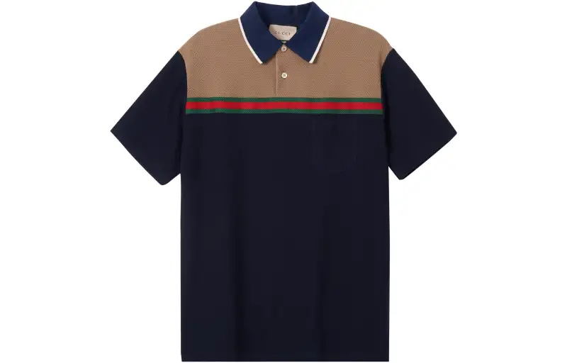 GUCCI Polo Shirts Men's Blue Polo Collar Moderate Other