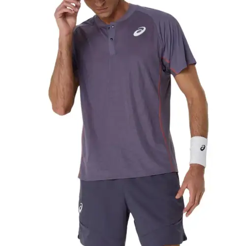 ASICS Polo Shirts Men's Purple Crew Neck Moderate
