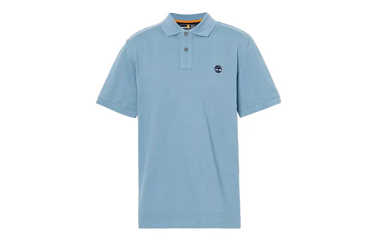 Timberland Polo Shirts Men's Sky Blue Polo Collar Moderate Straight Fit