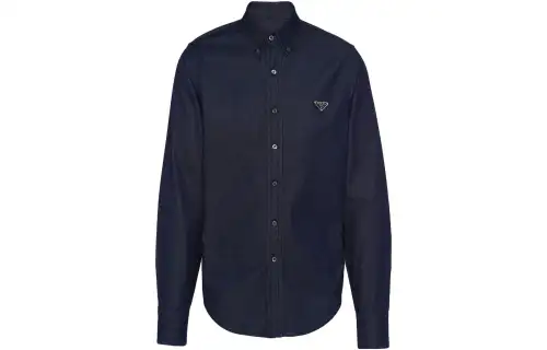 PRADA Shirts Men's Blue Lapel Moderate Other