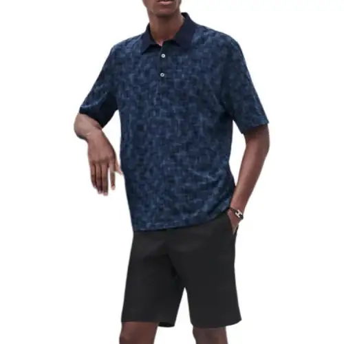HERMES Polo Shirts Men's Ocean Polo Collar Moderate Other