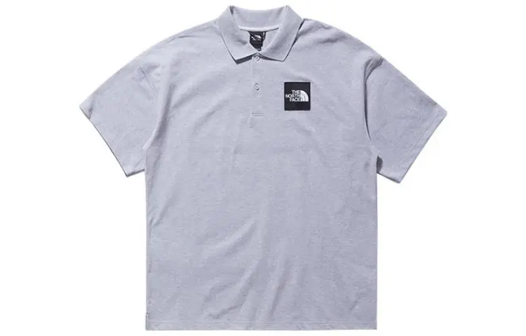 THE NORTH FACE Polo Shirts Men's Gray Polo Collar Moderate Straight Fit