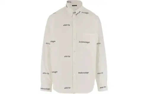 Balenciaga Allover Logo Printed Long-Sleeved Shirt