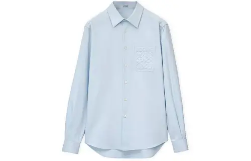 LOEWE Solid color blue shirt, with your logo imprint