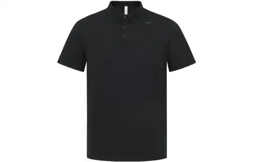 Reebok Polo Shirts Men's Black Polo Collar Moderate Straight Fit