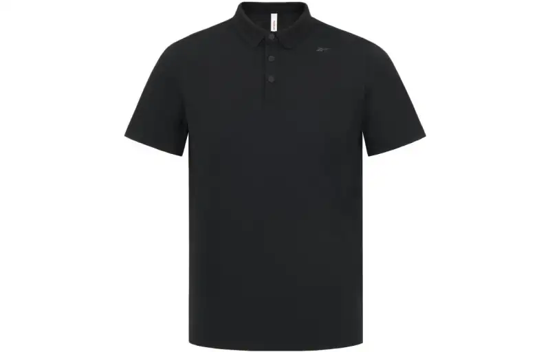 Reebok Polo Shirts Men's Black Polo Collar Moderate Straight Fit