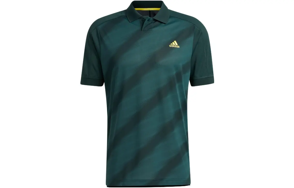 Adidas Polo Shirts Men's Dark Green Stand Collar Moderate Straight Fit