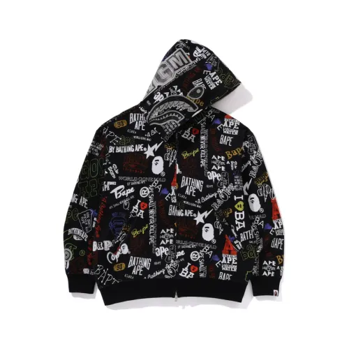 Bape Hand Draw Pattern Shark Zip Hoodie