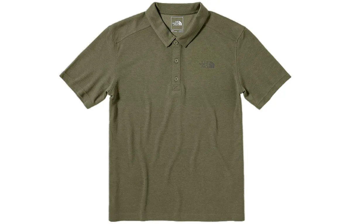 THE NORTH FACE Polo Shirts Men's Green Polo Collar Moderate Straight Fit