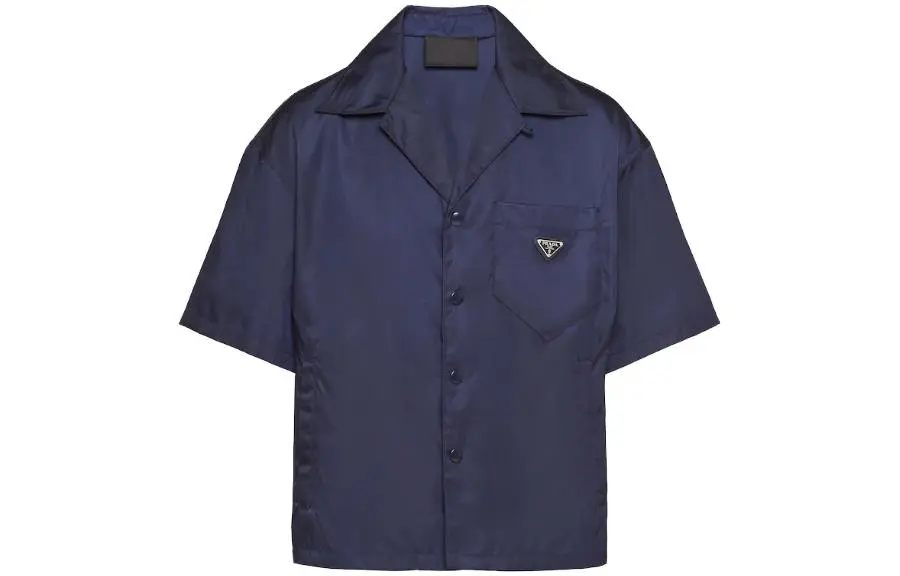 PRADA Shirts Men's Blue Cuban Collar Moderate Other