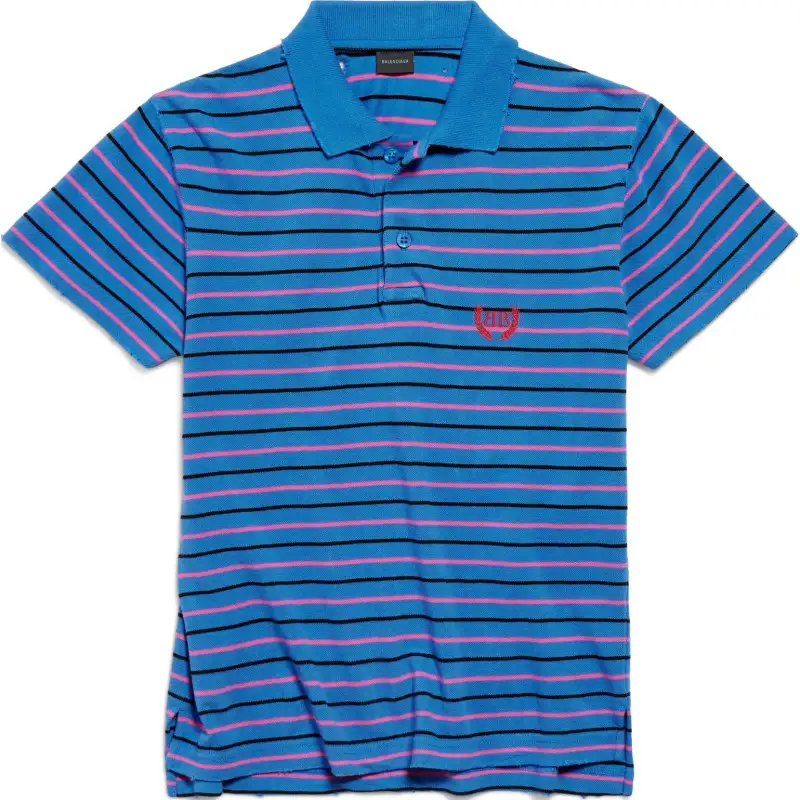 Balenciaga Striped Short Sleeve Polo Shirt
