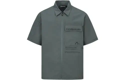 EVISU Shirts Men's Dark Gray Pointed Collar Moderate Other