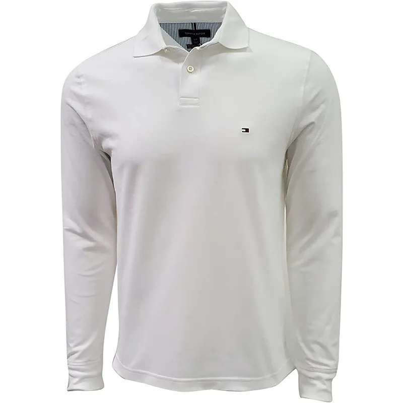 Tommy Hilfiger Polo Shirts Men's White Polo Collar Moderate Straight Fit