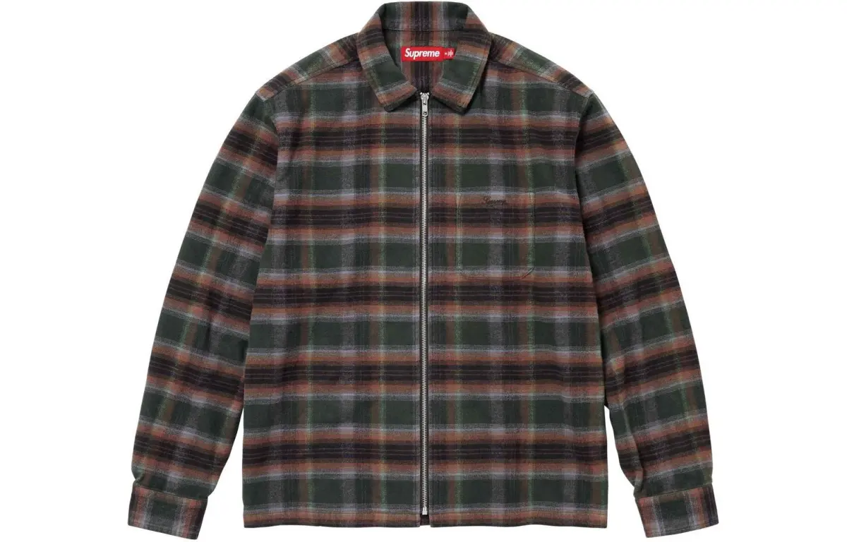 Supreme Shadow Plaid Flannel Zip Up Shirt SS24