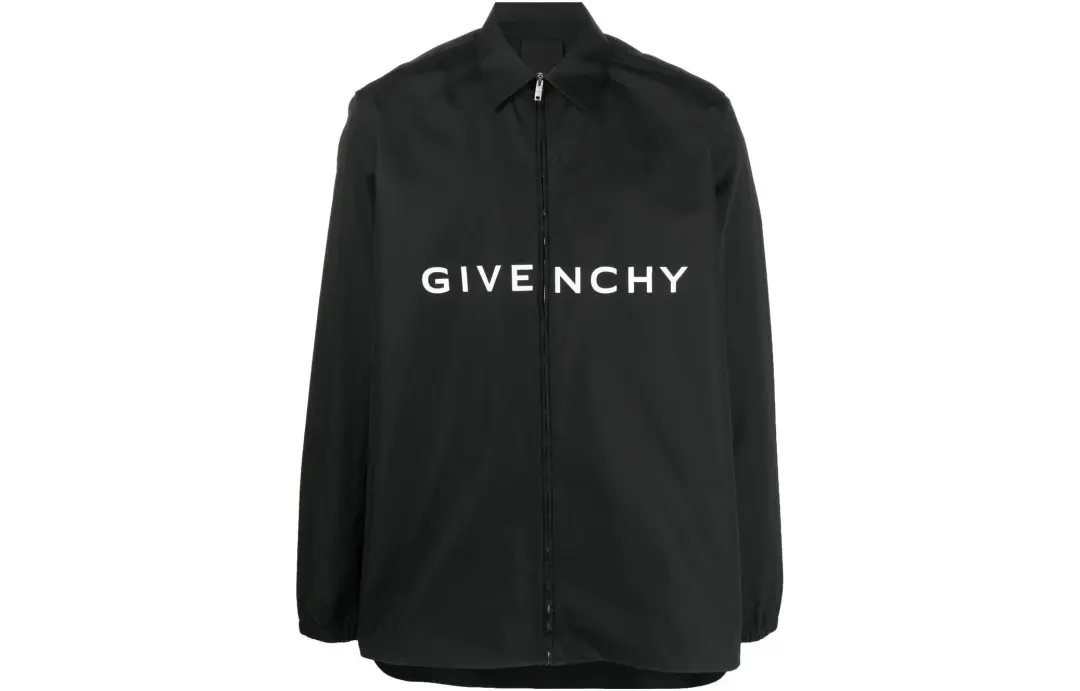 Givenchy Boxy Fit Long Sleeve Zip Print Shirt