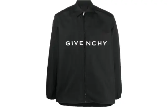 Givenchy Boxy Fit Long Sleeve Zip Print Shirt
