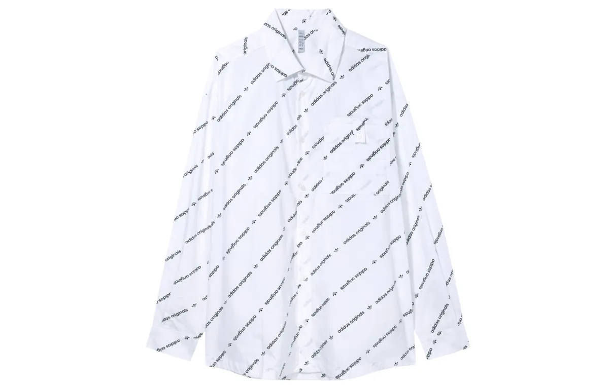 Adidas Originals Ptn Shirts Unisex White Lapel Moderate Straight Fit