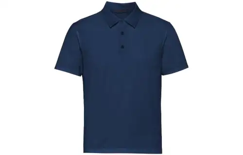 PRADA Polo Shirts Men's Marine Blue Polo Collar Moderate Straight Fit