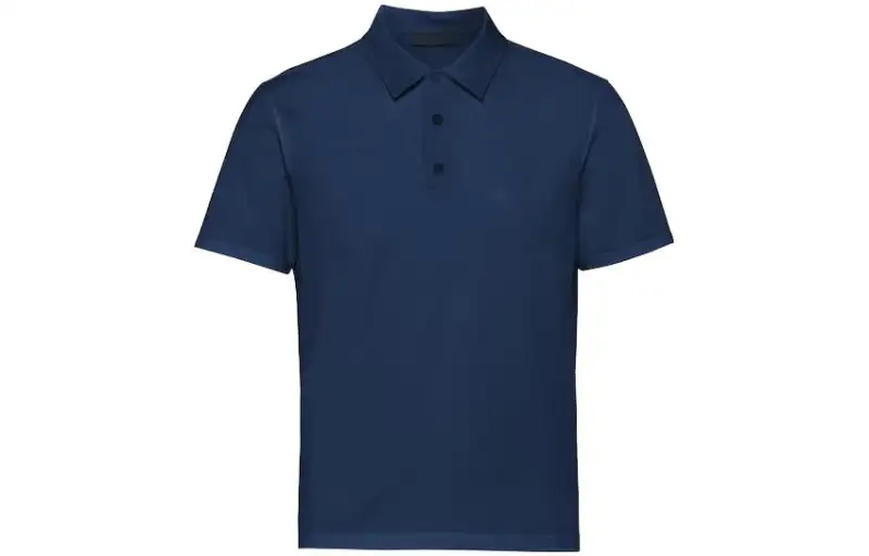 PRADA Polo Shirts Men's Marine Blue Polo Collar Moderate Straight Fit
