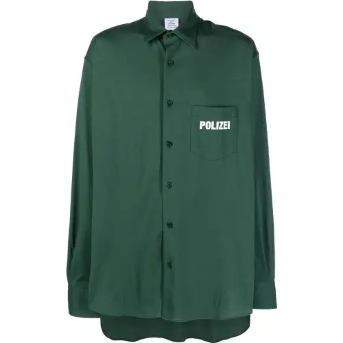 Vetements Shirts Men's Green Lapel Moderate Other