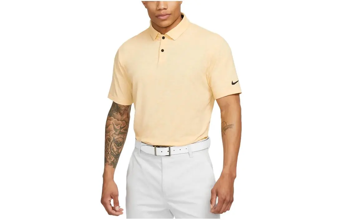 Nike Polo Shirts Men's Yellow Polo Collar Moderate Straight Fit