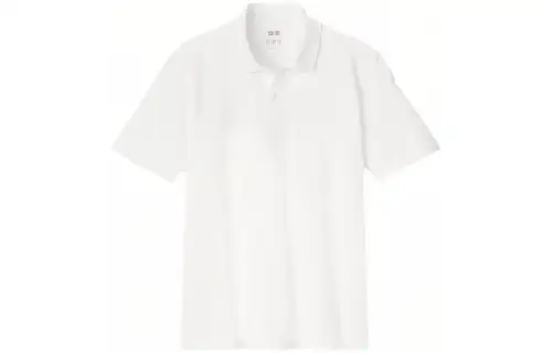 UNIQLO Polo Shirts Men's 00 White Polo Collar Moderate Straight Fit