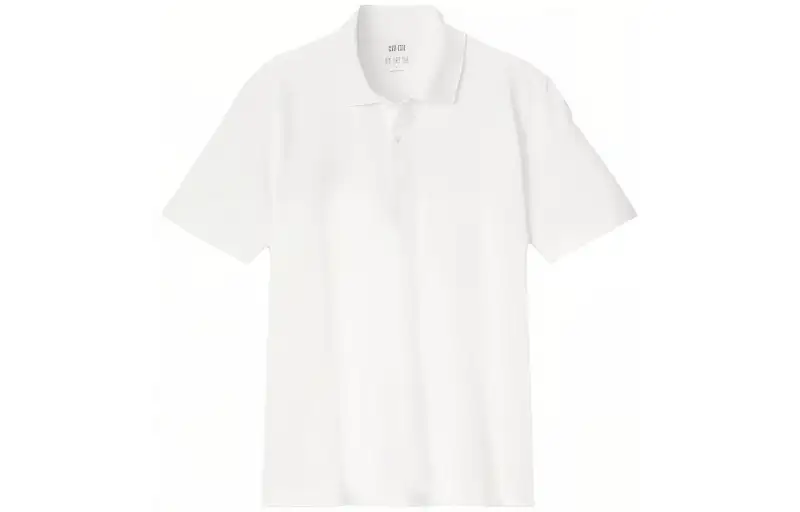 UNIQLO Polo Shirts Men's 00 White Polo Collar Moderate Straight Fit