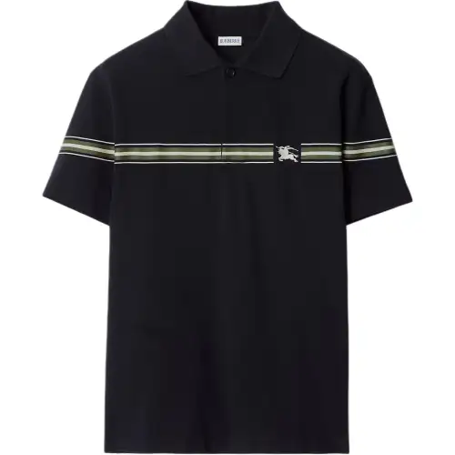 Burberry Equestrian Knight Motif Striped Polo Shirt