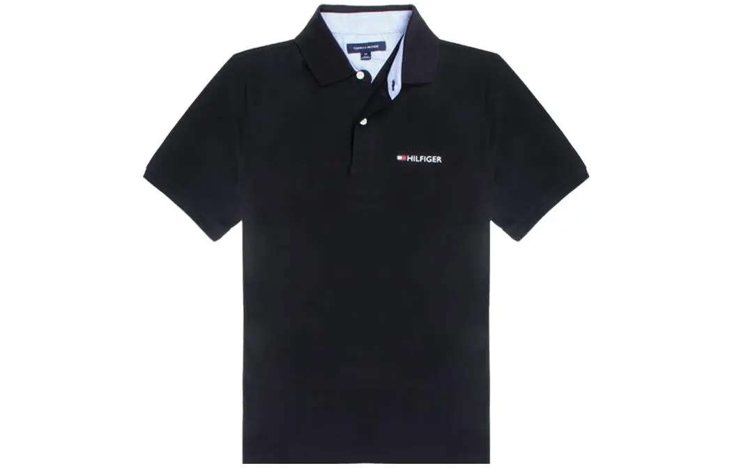 Tommy Hilfiger Polo Shirts Men's Black Polo Collar Moderate Straight Fit